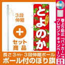 【セット商品】3m・3段伸縮のぼりポール(竿)付 のぼり旗 とよのか (SNB-1415)(果物・フルーツ/いちご)