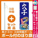 【プレゼント付】【セット商品】3m・3段伸縮のぼりポール(竿)付 のぼり旗 穴子 産地直送 青 (SNB-2342)