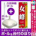 【3点セット】のぼりポール(竿)と立て台(16L)付ですぐに使えるのぼり旗 女峰 (SNB-1418) (果物・フルーツ/いちご)