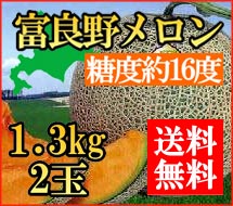 【送料無料】北海道産　富良野メロン1.3kg×2玉（秀品）【7月中旬発送開始】【常温便】【お中元】とろける甘さの富良野メロン。糖度は驚きの約16度！最高ランクの秀品をお届けします！