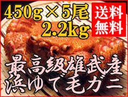 【送料無料】雄武産毛ガニ450g前後×5尾【冷凍便】【お中元】