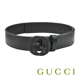 グッチ GUCCI <strong>ベルト</strong> メンズ ブラック/ブラックカラー インターロッキングGバックル 368186 BGH0V 1000