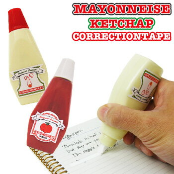 CORRECTION TAPE MAYONNEISE / KETCHAP　コレクションテープ マヨネーズ / ケチャップ　修正テープ★おもしろ雑貨/おもしろグッズ 輸入雑貨 腕時計とおもしろ雑貨のシンシア