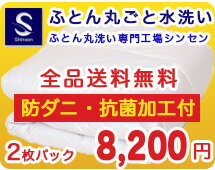布団クリーニング【丸洗い2枚パック】防ダニ抗菌加工付 ふとん丸洗い 布団クリーニング