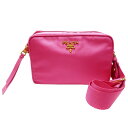 プラダ PRADA ナイロン/レザー ショルダーバッグ 1BH089 FUXIA/フューシャピンク 新品同様【中古】【あす楽対応_東海】【コンビニ受取対応商品】