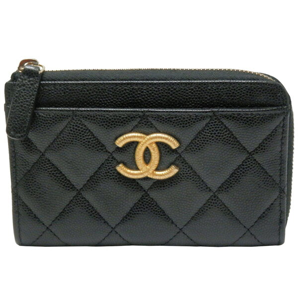 シャネル　CHANEL　　キャビアスキン　マトラッセ　L字ファスナー　フラグメントケース/コインケース/カードケース　AP4478　ブラック　ゴールド金具【中古】【コンビニ受取対応商品】