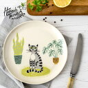 Hannah Turner(ハンナターナー)Cat Side Plate 丸皿 20cm（電子レンジ可 食洗器可 丸皿 大皿 猫 ねこ ネコ キャットモチーフ 陶器 せっ器 ディナー ギフト)