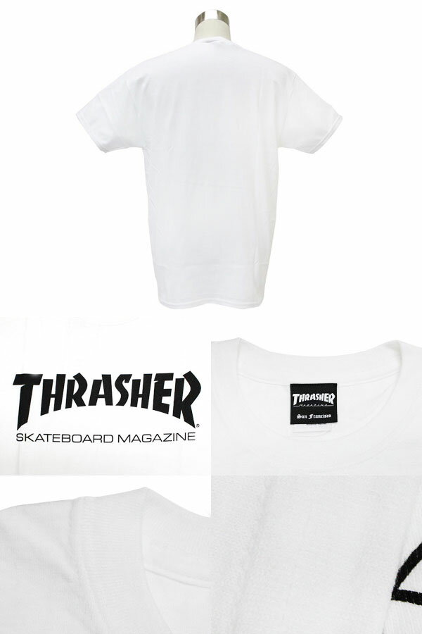 THRASHER T-SHIRT 【MAG LOGO】 スラッシャー Tシャツ メンズ 半袖Tシャツ WHITE/BLACK
