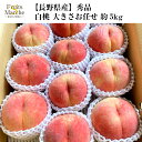 【クール便送料無料】【長野県産】秀品 白桃 大きさお任せ 約5kg(北海道沖縄別途送料加算)もも/モモ/ピーチ/果物/フルーツ/甘い/ギフト/贈答/贈り物/ゼリー/ジャム/ジュース/スムージー/コンポート/ラッピング/のし/熨斗
