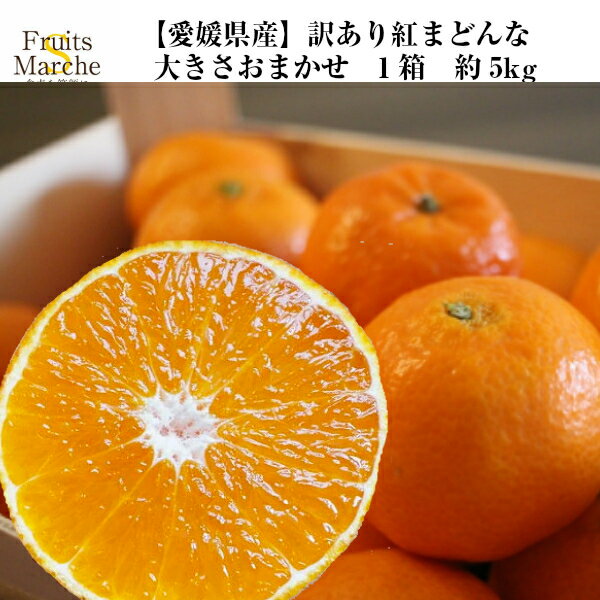 【送料無料】【愛媛県産】訳あり　紅まどんな　大きさお任せ　1箱　約5kg(北海道沖縄別途送料加算)ブランドみかん/家庭用/訳有/ミカン/蜜柑/極甘/お歳暮/高糖度/ゼリー/オリジナル品種/スマイルカット/正月/お正月/冬の味覚/冬のご当地グルメ/クリスマスマーケット