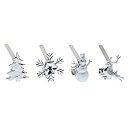 【中古】【輸入品・未使用】(Silver) - The Original MantleClip Stocking Holder with Removable Holiday Icons%カンマ% Silver 4-pack (Assorted Icons)