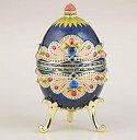【中古】【輸入品・未使用】Keren Kopal ブルー カラフル ファベルジェエッグ 小物入れ ロシアンエッグ スワロフスキークリスタルで装飾されたロシアンエッグ ホームデザイ
