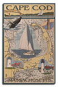 【中古】【輸入品・未使用】ケープコッド、マサチューセッツ州???Nautical Chart 10 x 15 Wood Sign LANT-80551-10x15W
