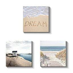 【中古】【輸入品・未使用】Beach Scene Pictures Canvas Artwork___ Seaside <strong>Boardwalk</strong> Painting Wall Art for Bedroom (12'' x 12'' x 3 Panels) 商品カテゴリー___ ポスター