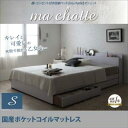キレイと可愛いの狭間で揺れる乙女心…棚・コンセント付き収納ベッド【ma chatte】マシェット【国産ポケットコイルマットレス付き】シングル【受注発注】