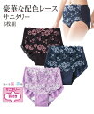 綿混ストレッチレーシー深ばきサニタリーショーツ昼用3枚組(羽付ナプキン対応) ショーツ(パンツ) 肌着・インナー レディース セット組 ニッセン nissen スマイルランド smileland 標準サイズ 羽付きナプキン対応 昼用 レース付き