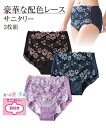 綿混ストレッチレーシー深ばきサニタリーショーツ夜用3枚組(羽付ナプキン対応) ショーツ(パンツ) 肌着・インナー 30代 40代 50代 女性 レディース セット組 ニッセン nissen スマイルランド smileland