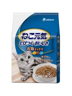 キャット　ユニチャーム ねこ元気 お魚ミックスかつおと白身魚入 2kg　　賞味期限：2014年1月　賞味期限間近、又はパッケージに損傷がある場合がございます。