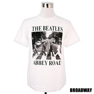 デザインTシャツ Broadway The Beatles Abbey Road ビートルズ アビーロード 白 バンドTシャツ プリントTシャツ グッズ 音楽 ロック 洋楽 レコードジャケット UK フェスコーデ Tシャツ 男女兼用 サイズM＆L