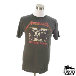 デザインTシャツ BUNNY RABBIT METALLICA <strong>メタリカ</strong> ビンテージ風 ヘヴィ・メタル ロック バンド フェス 黒 ブラック