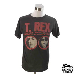 デザインTシャツ BUNNY RABBIT T.REX ティー・レックス ビンテージ風 UK グラムロック ロック バンド フェス 黒 ブラック
