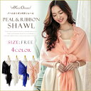 パール リボン 付き ショール パーティー ボレロ 結婚式ボレロ フォーマルボレロ 半袖 シフォン ボレロ 花柄 結婚式 ワンピース フォーマル 二次会 お呼ばれ パーティー ショール フリーサイズ ブラック 黒 ホワイト 白 ピンク ブルー 20代 30代 40代 50代【blr00007】