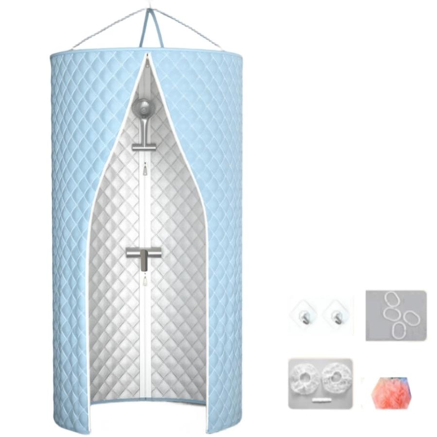 円形 簡易シャワールーム シャワーカバー 折りたたみ シャワーカーテン シャワーブース 広い空間 防寒 保温 加厚 防水 目隠し 防カビ加工 浴室カーテン お手入れ