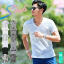 【全品10%OFFクーポン★本日限定】◆スラブVネック半袖ニットソー◆Tシャツ 半袖 メンズ トップス カットソー スラブニットソー スラブ 半袖TEE Vネック 夏服 トップス メンズファッション