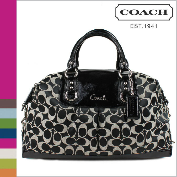 コーチ COACH F15440 2Wayボストンバッグ [ブラック×ホワイト3] アシュレイ シグネチャー サテン ラージ サッチェル 正規アウトレット/OUTLET/シグネチャー/送料無料/USA FACTORY/通販/新品