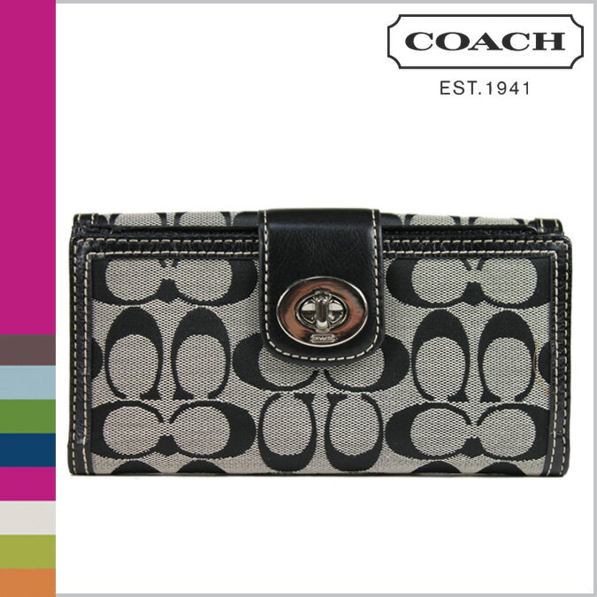 コーチ COACH F43613 長財布 [ブラック×ホワイト] ターンロック シグネチャー チェックブック ウォレット 正規アウトレット/OUTLET/シグネチャー/送料無料/USA FACTORY/通販/新品[7/7 再入荷]