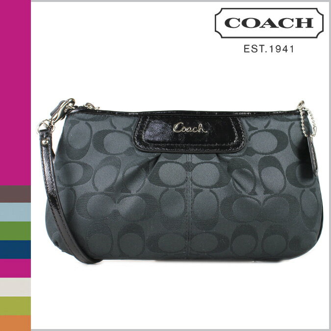 コーチ COACH F47525 ポーチ [ブラック×グレー] シグネチャー サテン ラージ リストレット 正規アウトレット/OUTLET/シグネチャー/送料無料/USA FACTORY/通販/新品☆★☆8周年記念セール★ポイント8倍★8％OFF★送料無料☆★☆シグネチャー コーチ COACH バッグ 財布 正規アウトレット