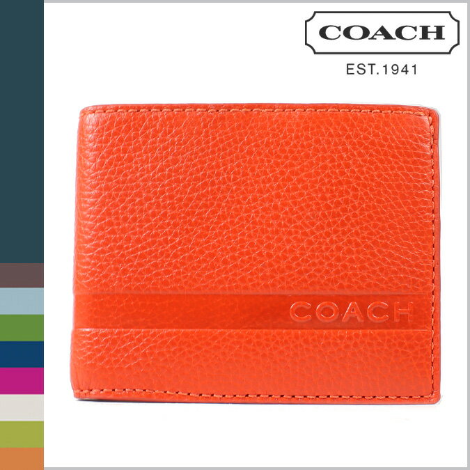 コーチ COACH F74438 メンズ 二つ折り財布 [オレンジ] キャムデン ぺブルド スリム ビルフォード 正規 アウトレット/USA/FACTORY/通販/新品