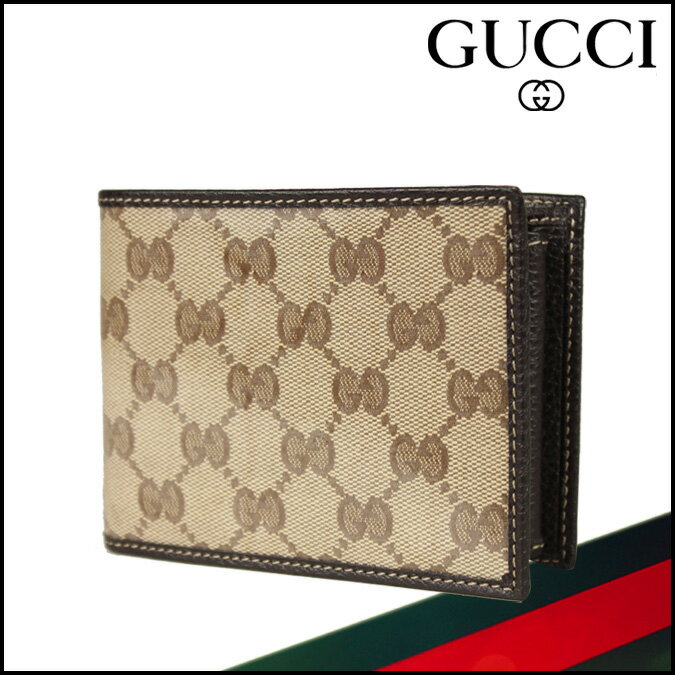 グッチ/GUCCI/ 二つ折り財布(小銭入れナシ) [ベージュ×ブラウン] 217044 FZIFG 9903/レザー/新品 公認 アウトレット/男女兼用 [あす楽/正規]【RCPmara1207】【fa0712AR】