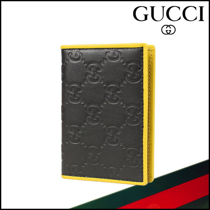 グッチ/GUCCI/ カードケース [ブラック×イエロー] 261426 AA61N 1066/レザー/新品 公認 アウトレット/男女兼用 [あす楽/正規]