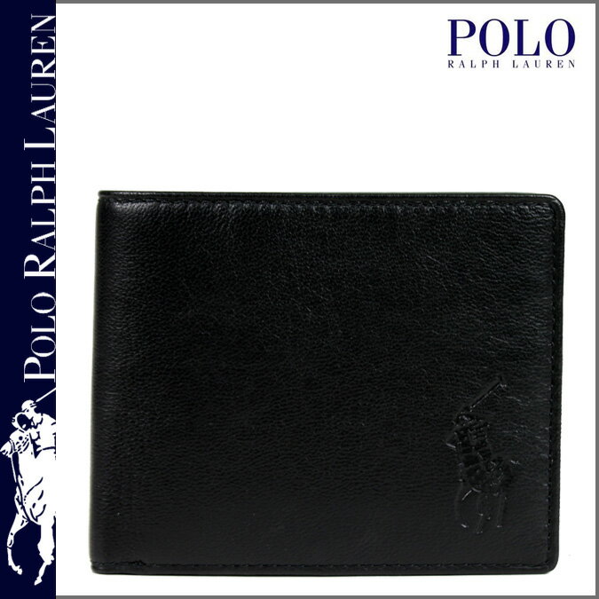 ポロ ラルフローレン/POLO by RALPH LAUREN/ 二つ折り財布(小銭入れナシ) [ブラック] 405093681 001 /ポニー/レザー/男女兼用 [7/31 新入荷][あす楽/正規]