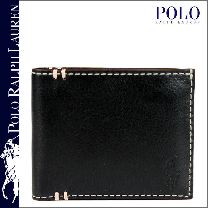 ポロ ラルフローレン/POLO by RALPH LAUREN/ 二つ折り財布(小銭入れナシ) [ブラック] 405120809001 /ポニー/レザー/男女兼用 [7/31 新入荷][あす楽/正規]