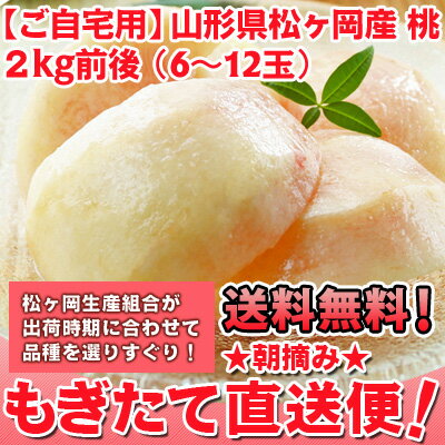 《送料無料》山形県松ヶ岡産【桃(2kg箱)6〜12玉】朝摘み...