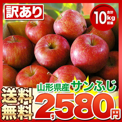 《送料無料》【訳あり】サンふじりんご10kg前後【山形より産...