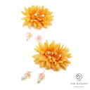 髪飾り 2個セット 浴衣 花 フラワー オレンジ