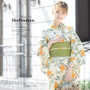 【5/23~27◎クーポンで20%OFF】浴衣 セット レディース レトロ 浴衣セット 大人 3点セット ホワイト 白 グレー 灰色 オレンジ 橙色 山査子 さんざし 綿 夏祭り 花火大会 女性用 S・フリー【送料無料】【浴衣 セット】【あす楽対応】