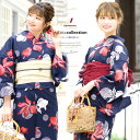 【1/18~21★クーポンで最大10%OFF】浴衣 セット レディース レトロ 作り帯 浴衣セット 大人 3点セット 紺 ネイビー クリーム 赤 金魚 水玉 綿 フリーサイズ 【あす楽対応】