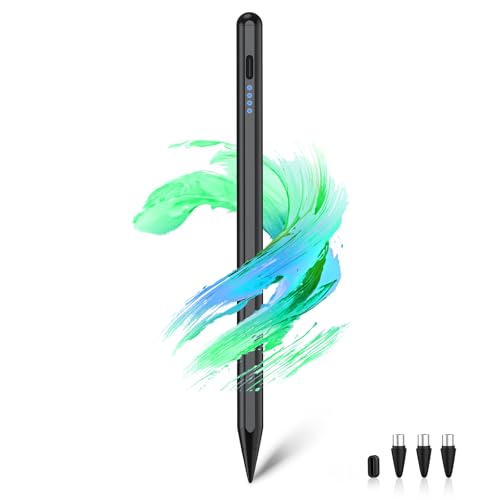 KINGONEタッチペン【 2025業界最高 全機種対応 超高速充電】スタイラスペン 超高精度 1MM極細 アップルペンシル互換ペン 誤ON/OFF防止/電量表示/傾き検知/二重磁気吸着機能対応 iPad用ペンシル 軽