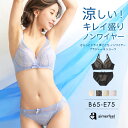ブラジャー ショーツ セット さらっとドライ 夢ごこち ノンワイヤー ブラジャー&ショーツ(下着 レディース 冷感 盛れるブラ 涼しいブラ 美胸ブラ 盛り 女性 ブラショーツ 谷間 脇肉 ブラセット ランジェリー 上下セット 吸水速乾 ムレにくい 花柄レース)