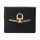 フェラガモ 二つ折財布 22C877 673998 ガンチーニ レディース ブラック Salvatore Ferragamo