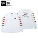 NEWERA 長袖 コットン Tシャツ ゲゲゲの鬼太郎 目玉おやじ ニューエラキャップ風呂 タイトルロゴスリーブ ホワイト トップス 長袖 メンズ レディース 男女兼用 ユニセックス カジュアル NEW ERA