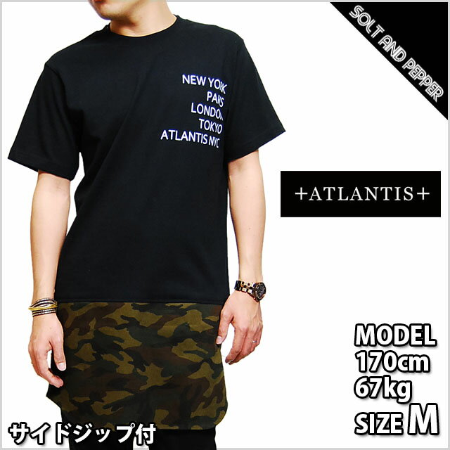 流行のサイドジップ ATLANTIS CAMO SKIRT TEE BLACK アトランテ…...:solt-n-pepper:10004234