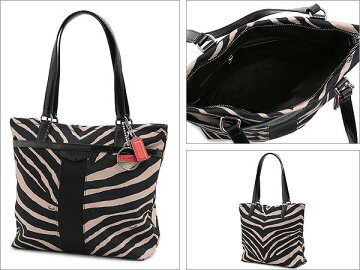 COACH/コーチシグネチャーストライプゼブラトートバッグF23283SBKBK