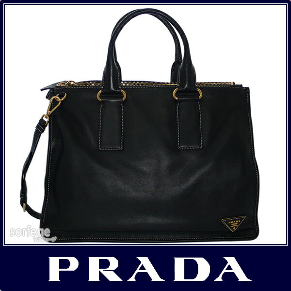 ■PRADA■プラダprada ショルダー付き トートバッグ　BN2137ソフトカーフ（CITY CALF)　トライアングルロゴ ブラック（NERO）PRADA-BN2137-CITY CALF-NERO【Luxury Brand Selection】■新着入荷■■大特価39％OFF■