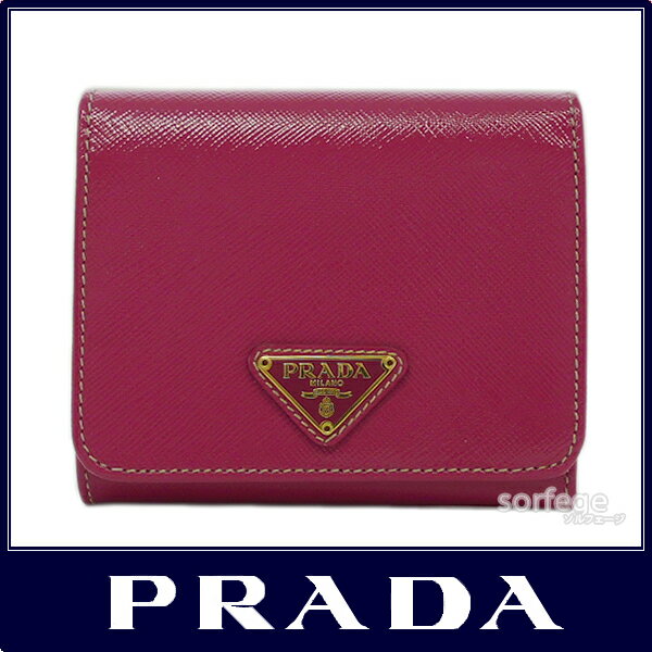 ■PRADA■ プラダprada 三つ折り財布 1M0176 トライアングル ロゴ牛革型押し サフィアーノ パテントカーフ ペオニアピンク（PEONIA）PRADA-1M0176-SAFFIANO-VERNICE-PEONIA【Luxury Brand Selection】