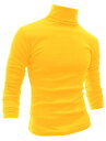 ソウテン Allegra K メンズ タートルネック Tシャツ ハイネック カットソー 長袖 無地 薄手 ストレッチ カジュアル イエロー 44